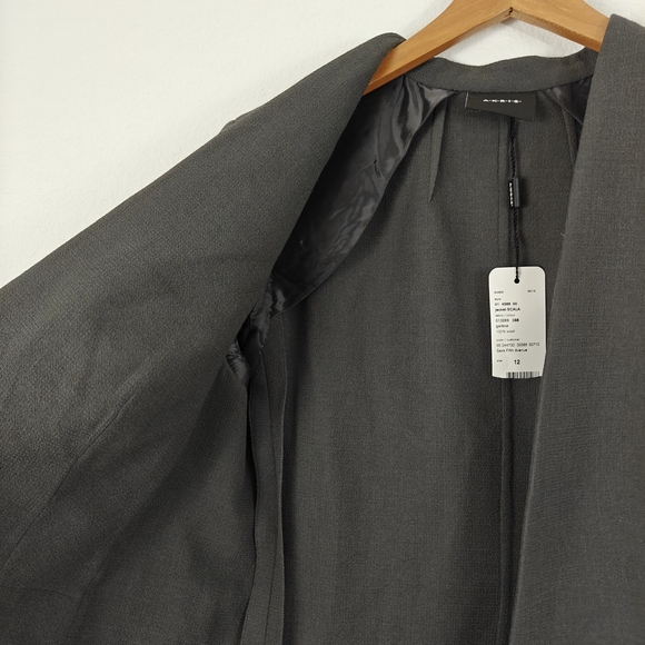 AKRIS NWT Wool Sheath V-neck Grey Suit Dress/ Jacket Set Size 12 Women's - Picture 14 of 15